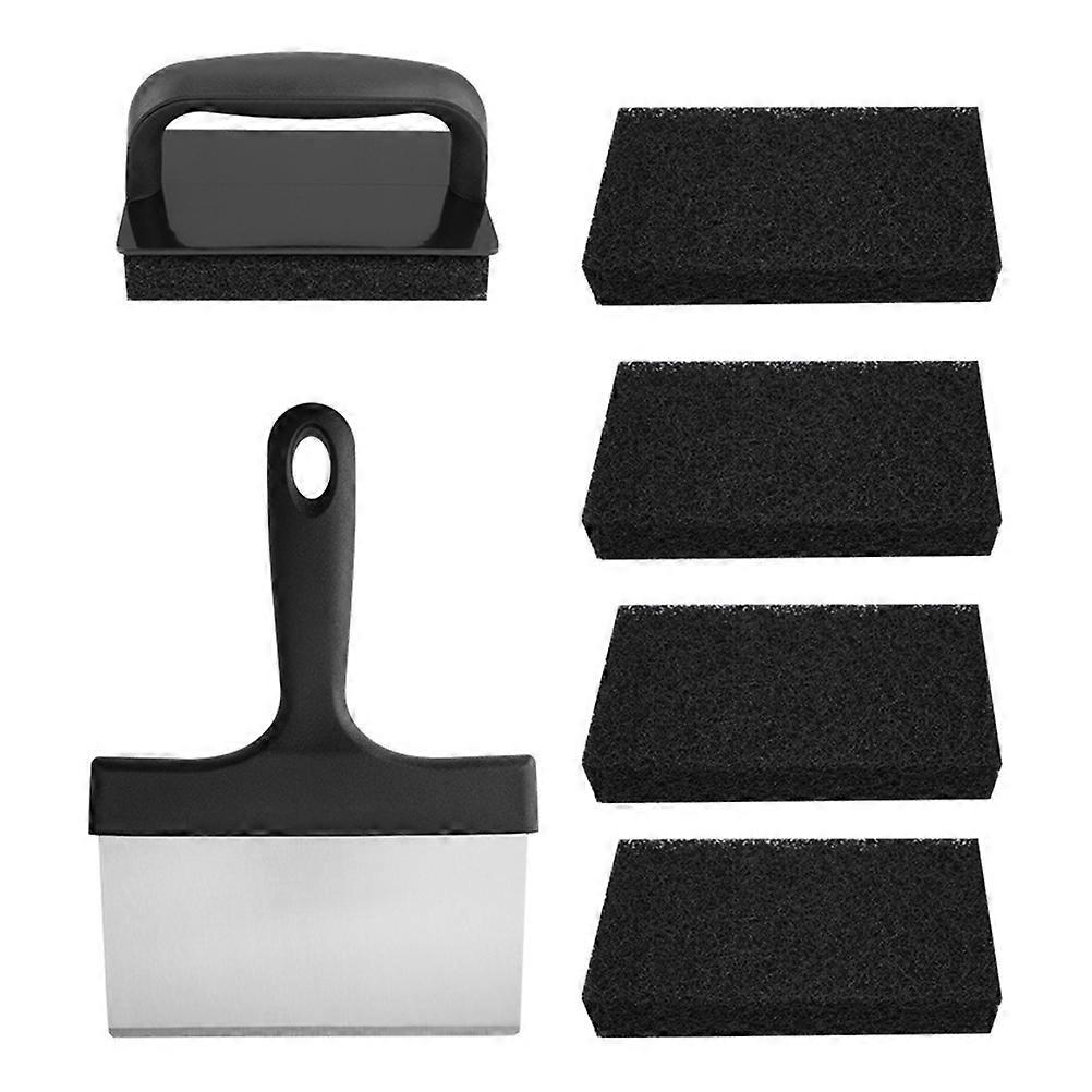 BBQ Cleaning Brush Suite with Stainless Steel and PP Material for Home Use Pads Black