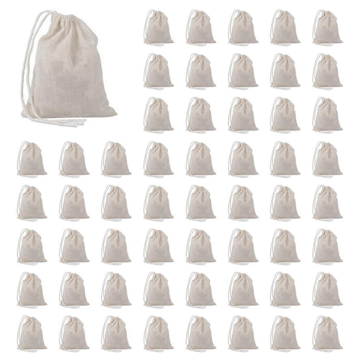 200 Pieces Drawstring Cotton Bags Muslin Bags,Tea Brew Bags (4 X 3 Inches)