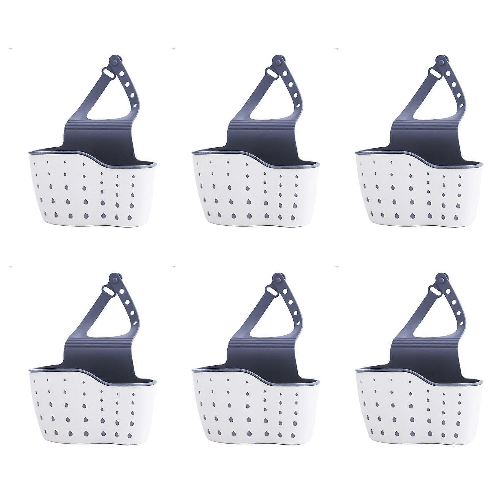 Kitchen Sink Organizers Adjustable Mounting Draining Basket Accessory for Sponge Scrubbers Efficient Storage Solution White