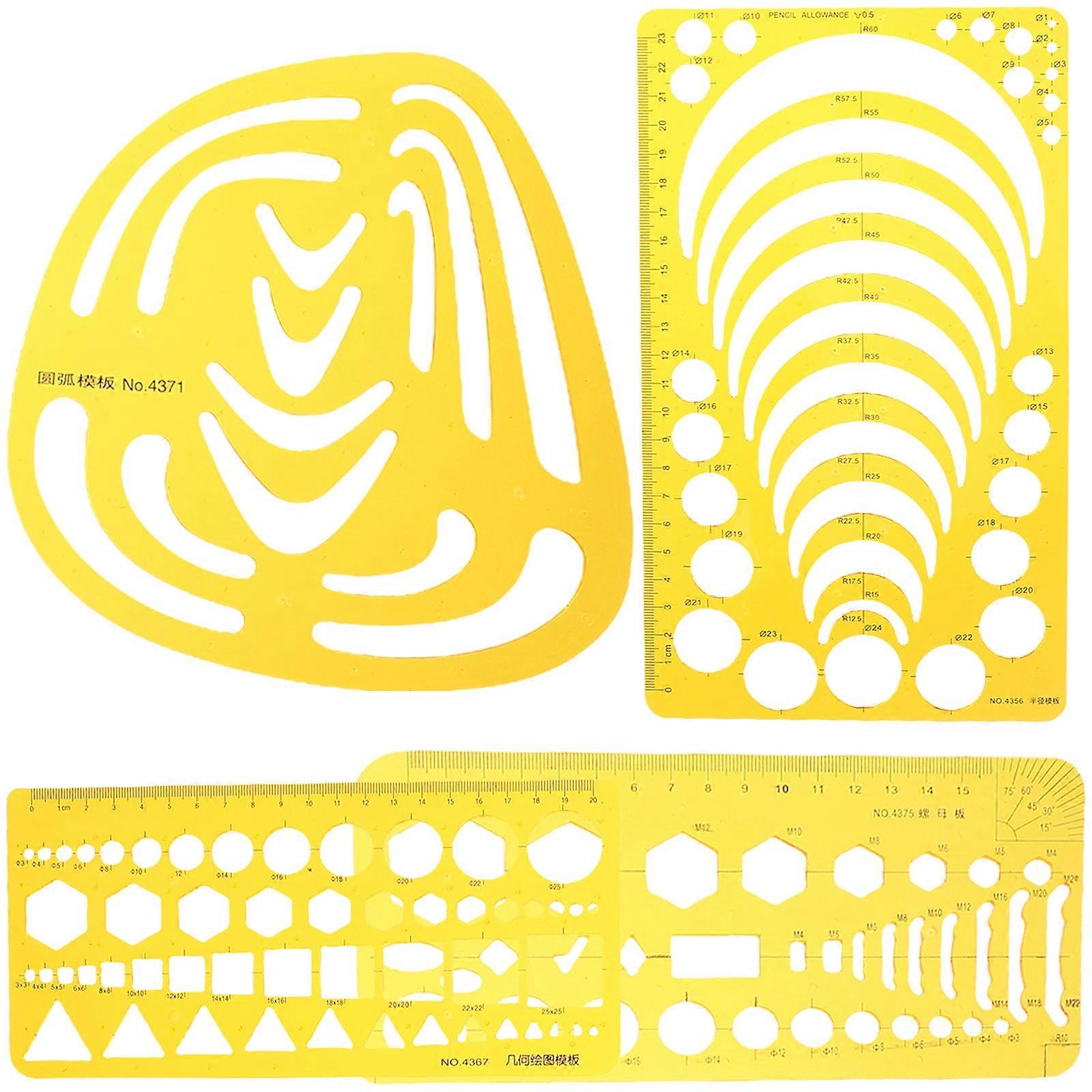 Building Formwork Ruler Geometric Drawings Templates For Classroom And Individual Use Transparent Orange 4Pcs