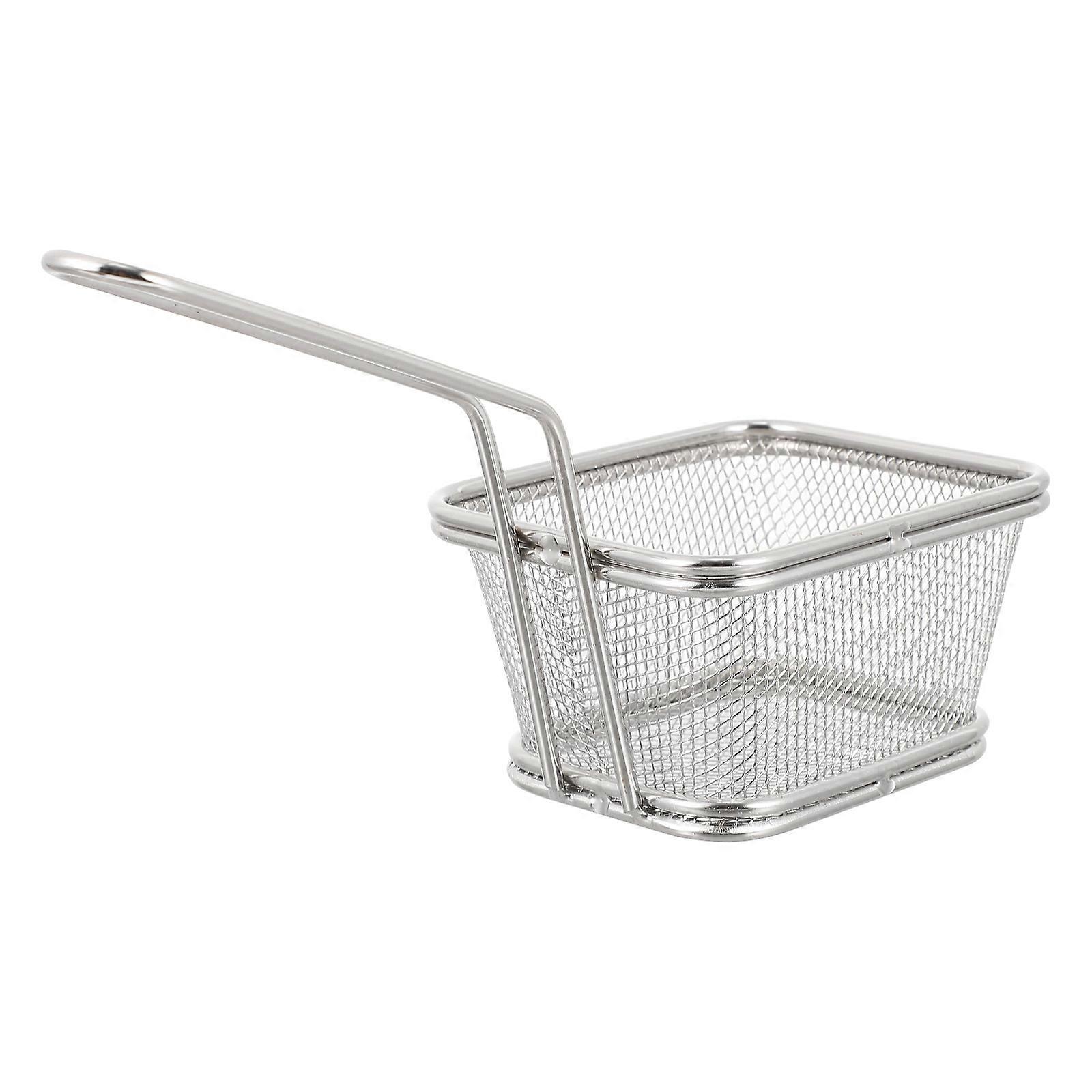 French Fries Basket Heat Resistant Kitchen Appliance 21X12.5X9CM Silver Color 1Pcs