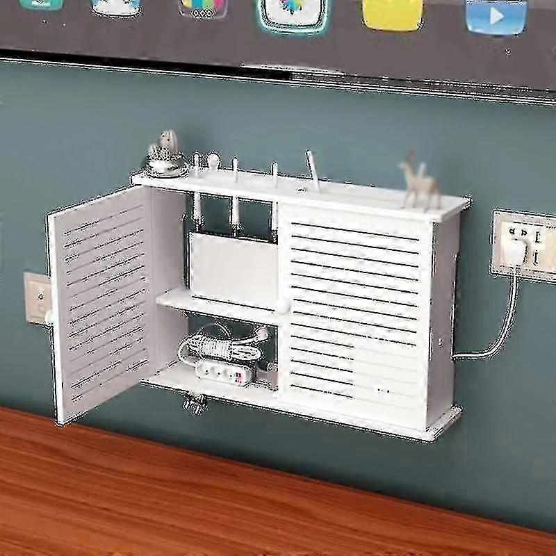 Wireless Wifi Router Storage Box Wooden Box Cable Power Supply Plus Wire Bracket Wallmounted Plug