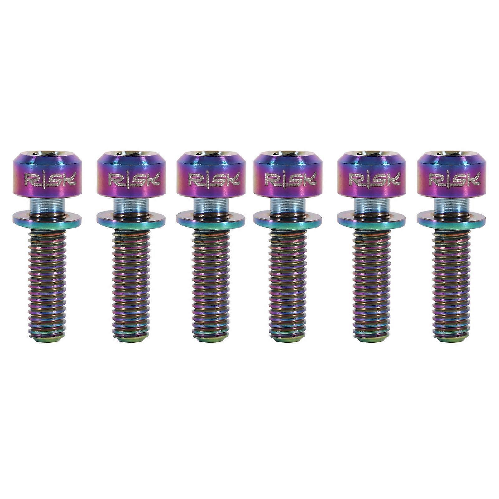 Vis de potence de vélo en titane M5 x 18 mm avec entretoise, lot de 6 (arc-en-ciel)