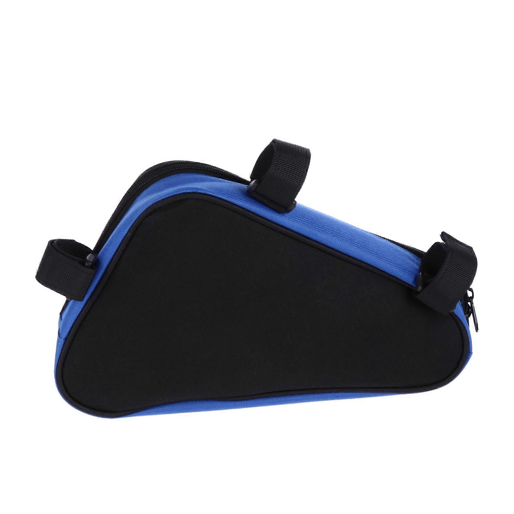 Waterproof Bicycle Bag for Frame, Triangular Saddle Bag, Blue Color, Compatible with Mountain and Road Bikes, Durable Storage Pouch