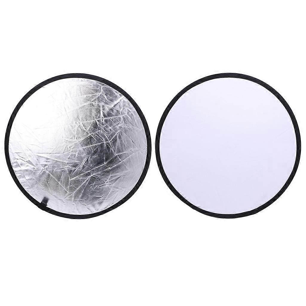 2-in-1 55-60cm Light Reflector Disc, Foldable, Silver/White