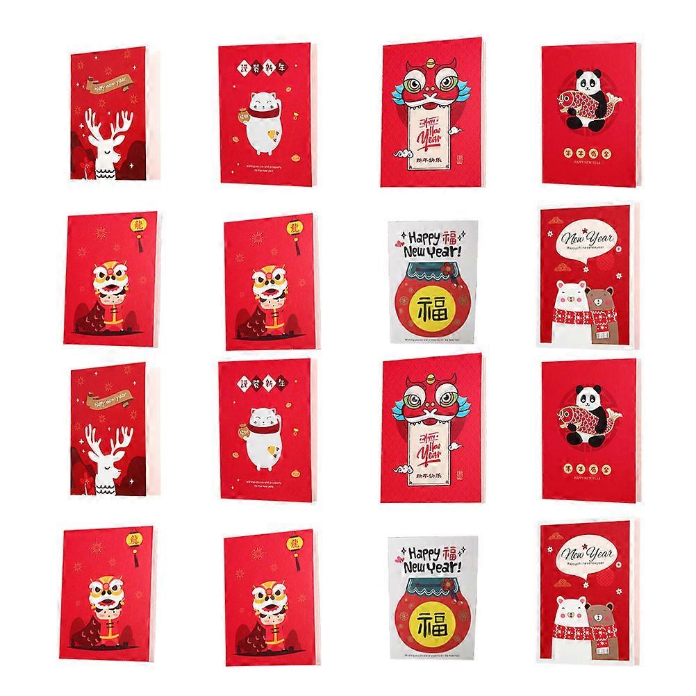 New Year Greeting Party Invitation present Elk Pattern Rectangle Shape Assorted Color 14x10.5cm For Christmas 16Pcs