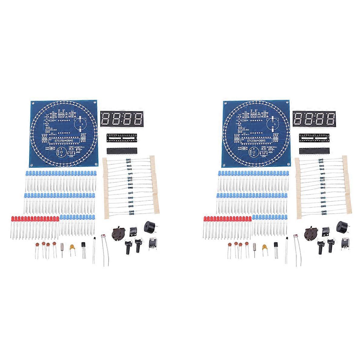 2X DIY Rotating Electronic Clock Kit Electronic Circuit Basic Experimental Kit LED Display Alarm Clo