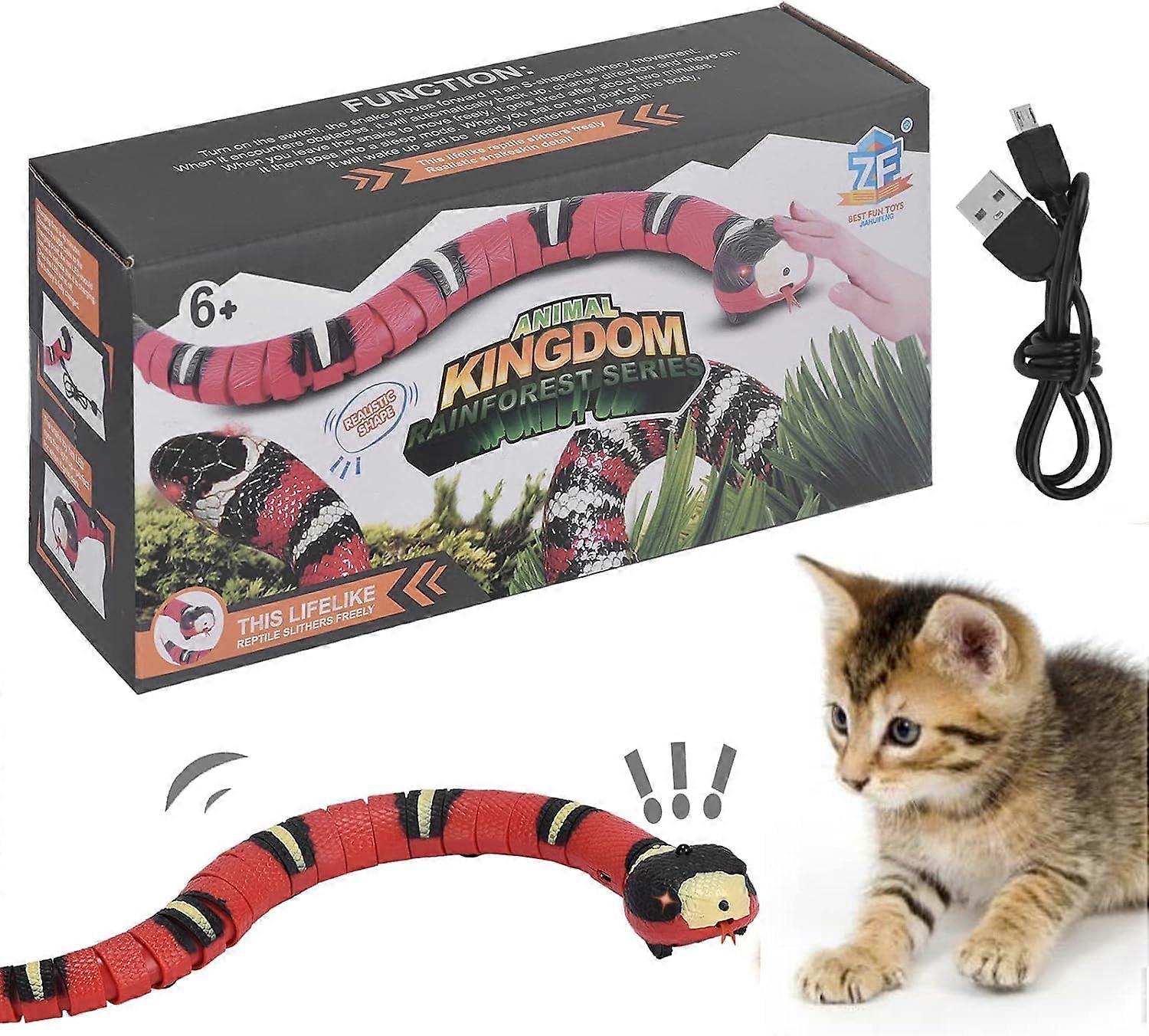 Smart Sensing Snake Toy for Cats - Interactive Electronic USB Toy, Realistic Fake Snake for Halloween & Play