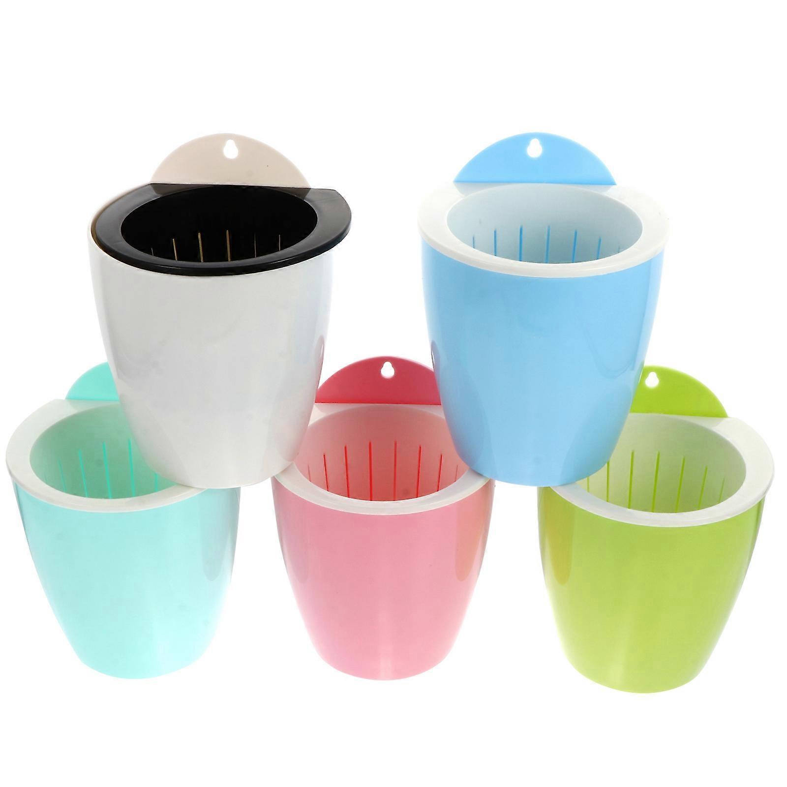 Creative Assorted Color Plastic Flower Pots for Gardening Use with Breathable Design 5 Pcs