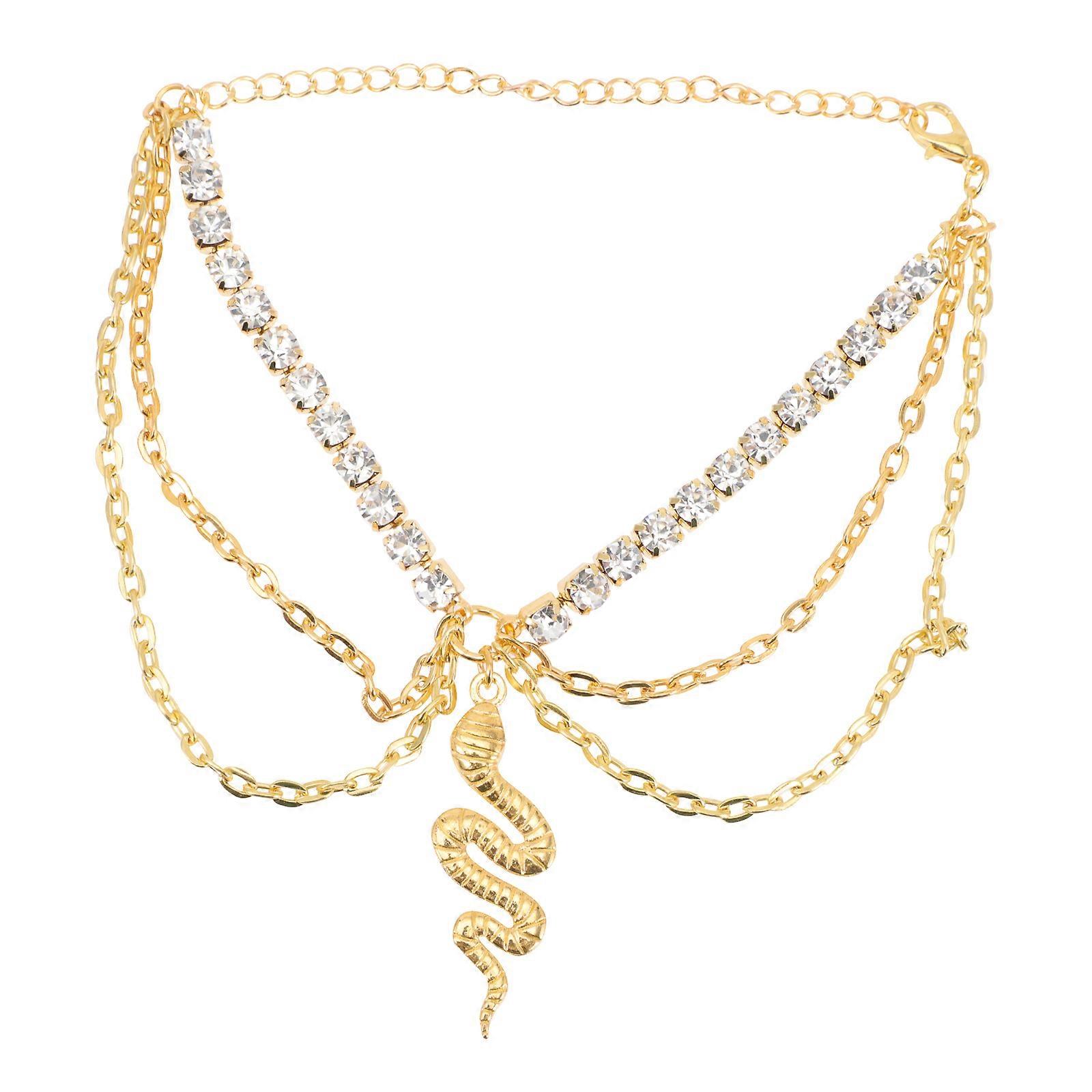 Rhinestone Snake Ankle Chain για γυναίκες – Κομψά κοσμήματα ποδιών, μοναδικά ξυπόλητα σανδάλια για παραλία &; καθημερινή χρήση, κομψό αξεσουάρ για κορίτσια
