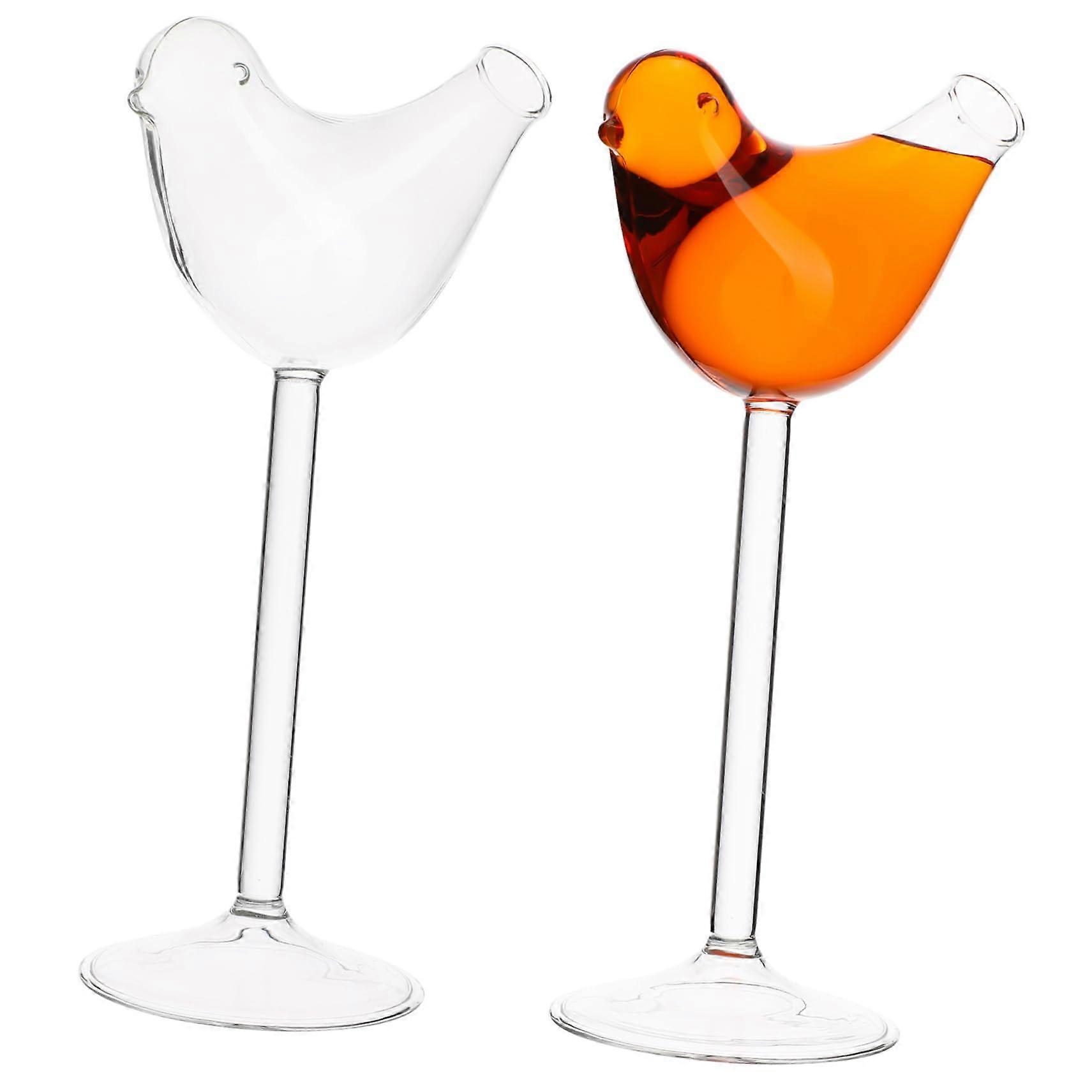 Smoked Glass Cocktail Glasses Set of 2 Bird Design 150 ml Transparent Wine Glasses for Martini and Long Drinks