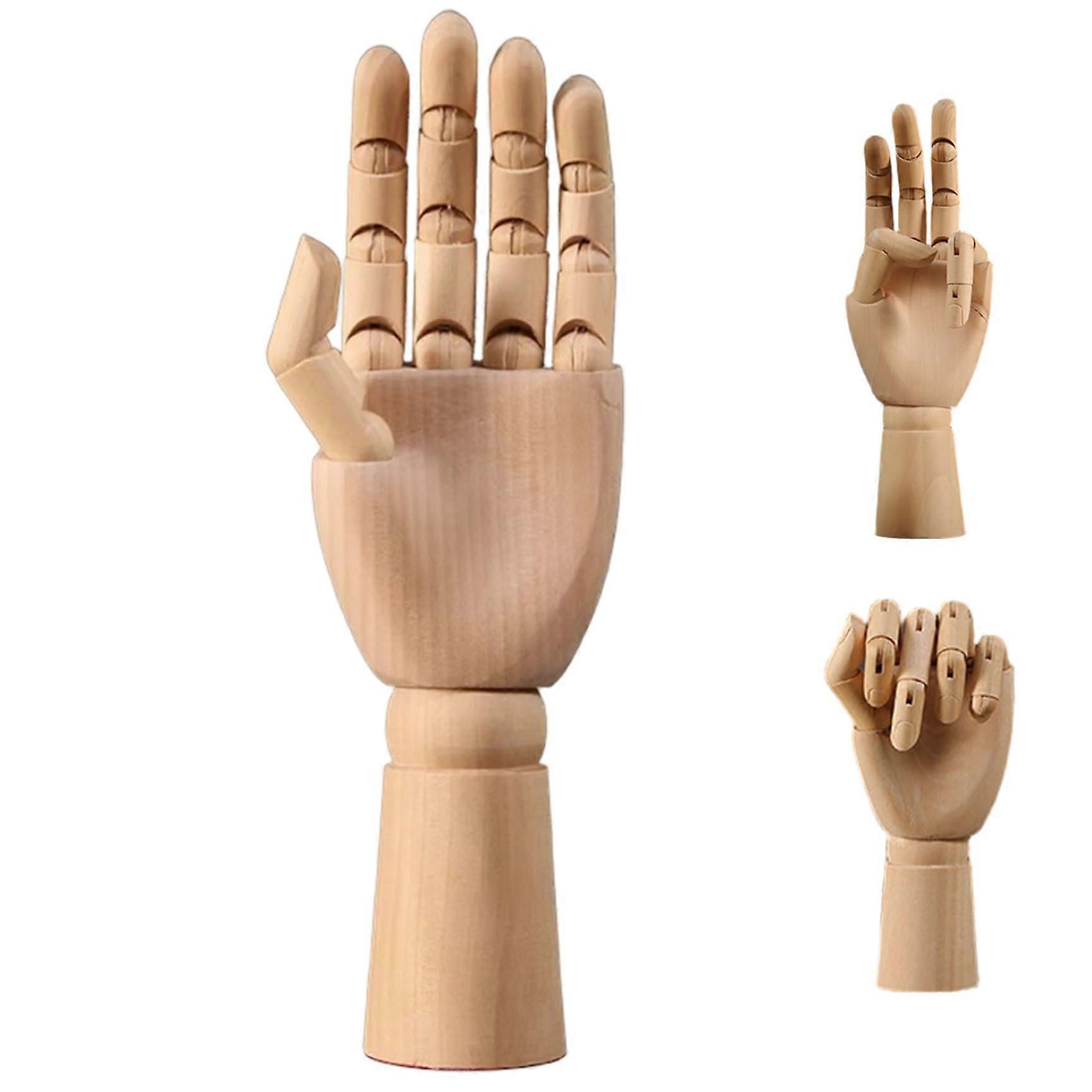 Mannequin Hand Articulated Right Hand Model 3.5 x 12 Inch Wooden Display for Drawing Painting Sketching DIY Projects