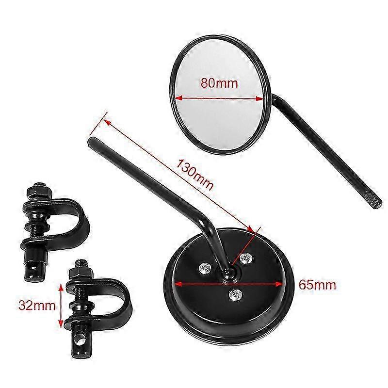 Retro motorcycle modified handlebar tube caliper clip metal small round universal rearview mirror reflector