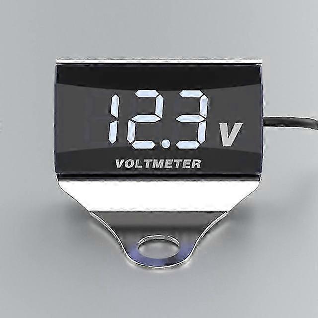 Digital Voltmeter for Motorcycle Accessories with LED Display, Waterproof Voltage Tester and Battery Monitor Gauge with Bracket