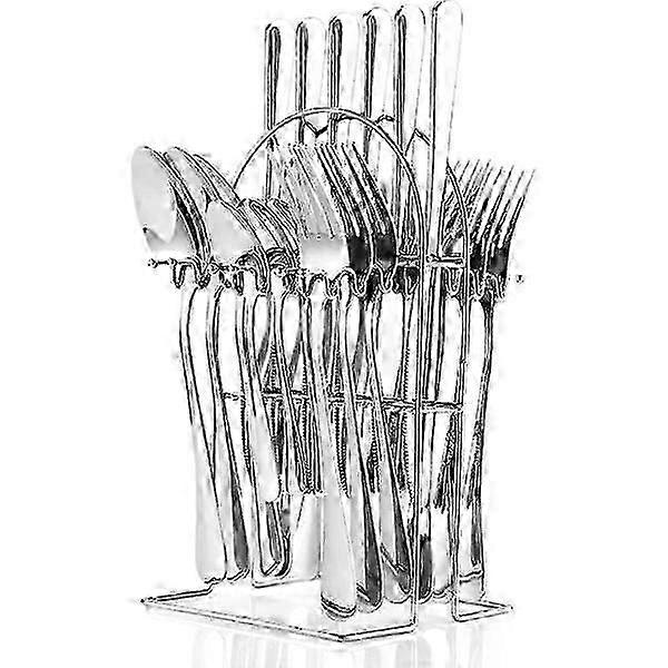 Set di Posate in Acciaio Inox 24 Pezzi con Supporto - Servizio di Sospensione Compatibile con Varie Marche