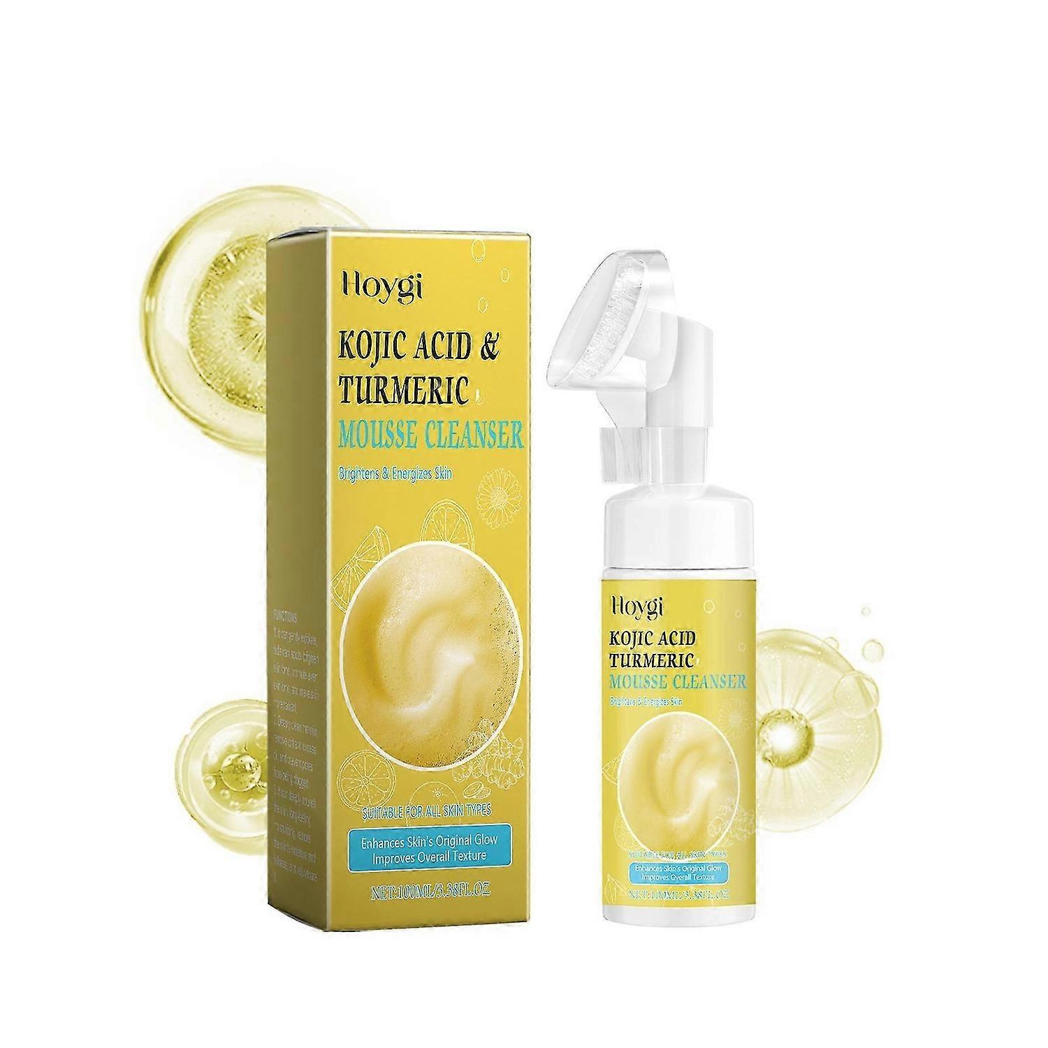 Mousse nettoyante à l’acide kojique et au curcuma, 100 ml Nettoyant pour le visage au curcuma, Nettoyant pour le visage à l’acide kojique et à la mousse de curcuma, Nettoyage en profondeur