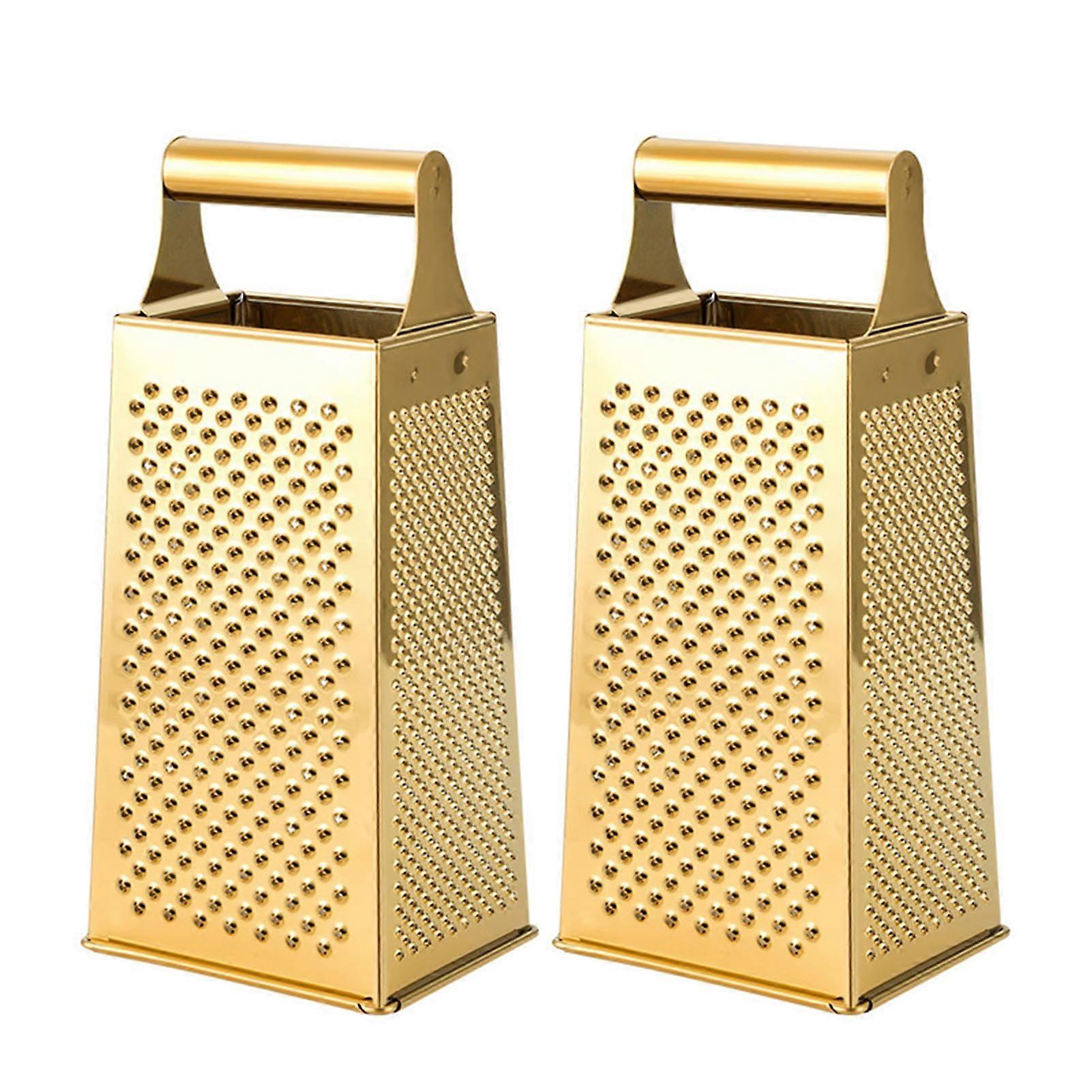 Pack of 2 Stainless Steel Vegetable Slicers and 4-Sided Cheese Grater with Multiple Grating Surfaces and Durable Design