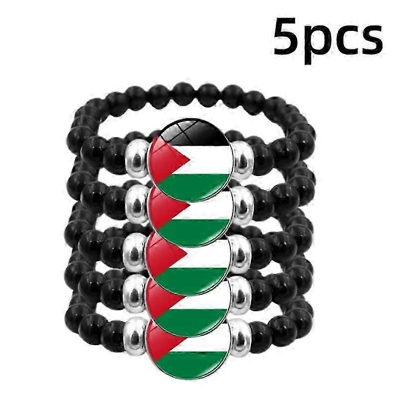 Palestinian Flag Bracelet Multilayered Glass Cabochon Bracelets Punk Beads Button Bracelets Countries Flag Bracelets Travel Gift