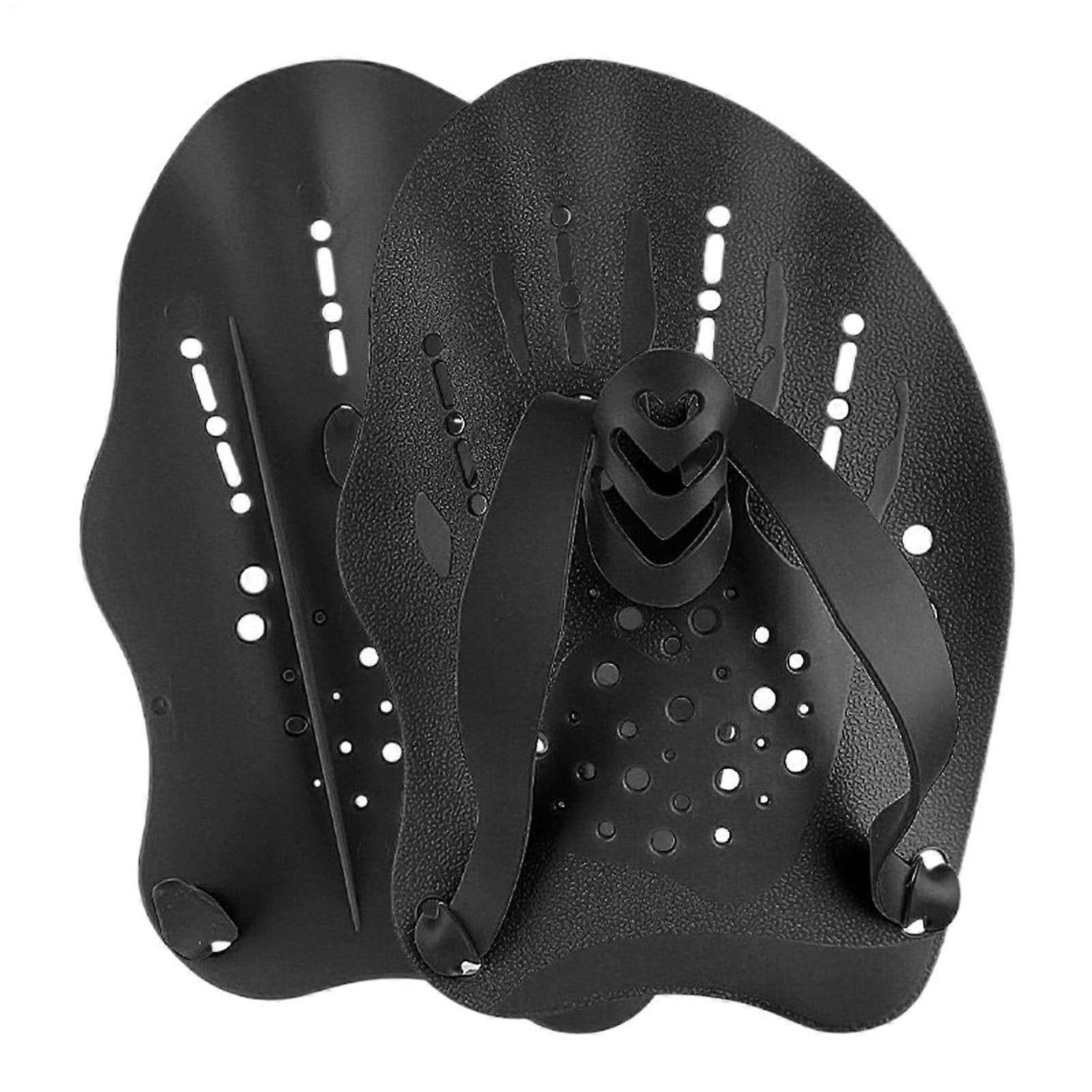 Swimming training hand paddles, unisex, 7.87 X 5.31 inches, adjustable straps black
