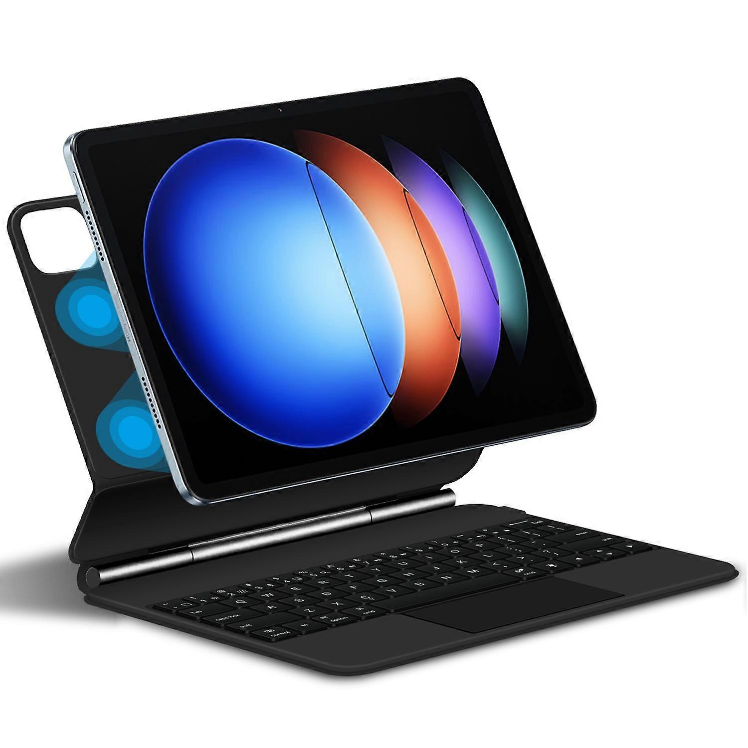 For Xiaomi Pad 6S Pro 12.4 Magnetic Floating Bluetooth-compatible Keyboard+Leather Tablet Case