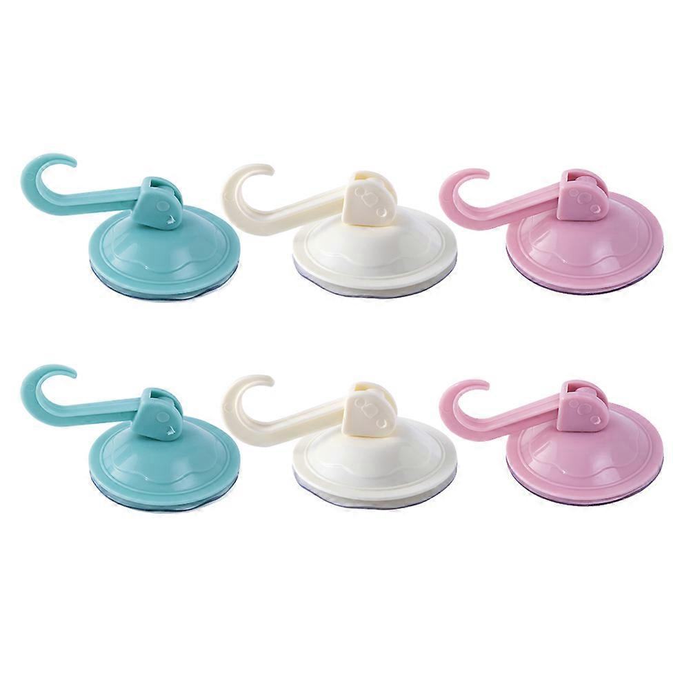 Hook for Kitchen Wall Mounting PP Material Suction Cup Hook for Home Kitchen Bathroom Accessories Assorted Color 6Pcs