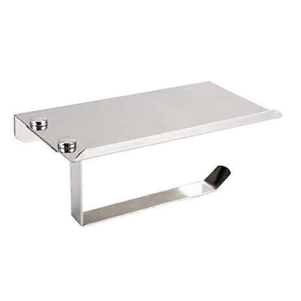 Paper towel holder made of stainless steel with polished silver plating and paper shelf design for bathroom