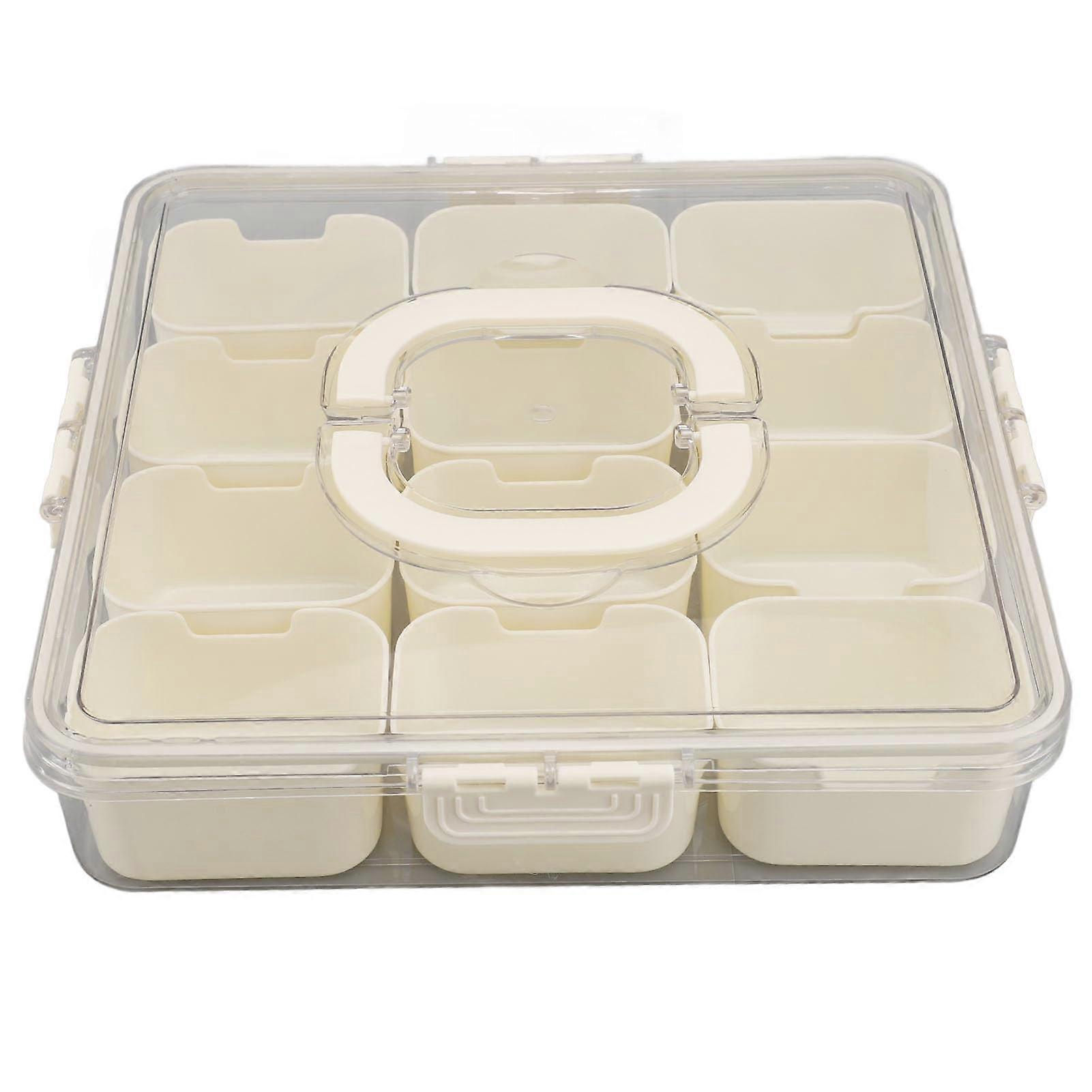 Divide Serving Tray with Lid Handle 12 Compartments Snack Box Sausage Container
