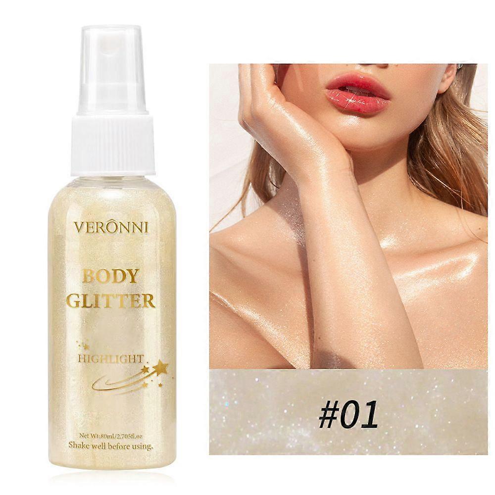 Body Glitter Spray, Body Glow, Liquid Highlighter, Waterproof Quick Dry Body Shimmer Spray, Moisturizing Shimmer Body Oil, Non-Sticky Highlighter Make