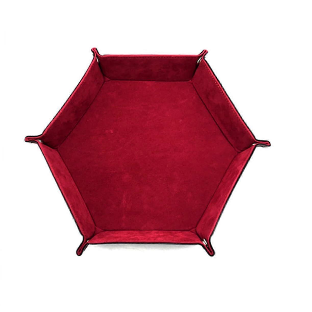 Foldable Cube Tray PU Leather Hexagonal Storage Box For Foldable Desk Storage Red