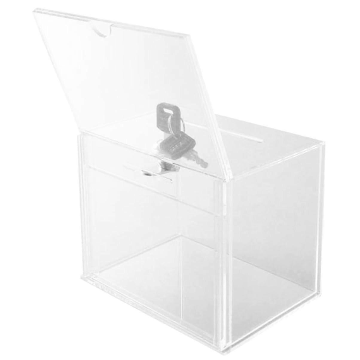 Transparent Donation Box with Lock Made of Acrylic for Fundraising and Collecting Donations