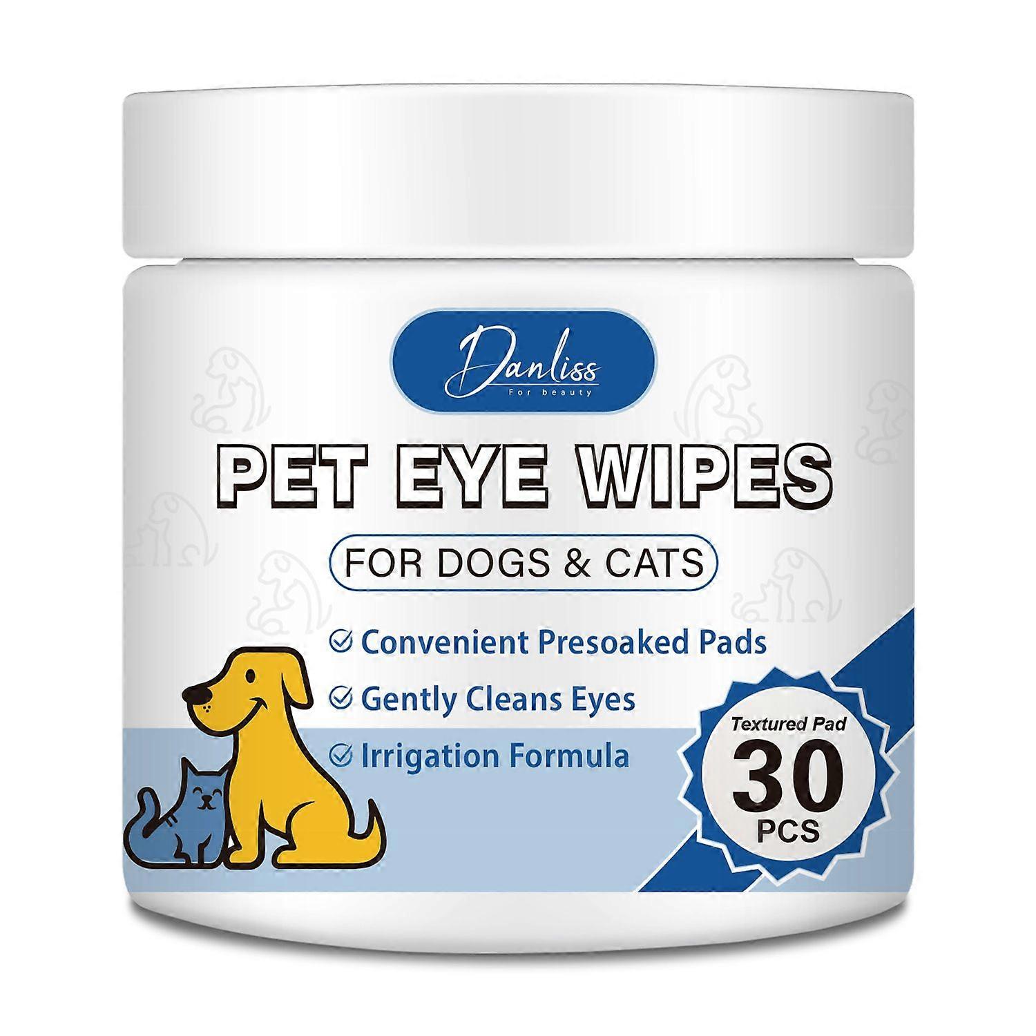 Eye Wipes for Dogs, 30 Pads Pet Tear Stain Cleaning Wipes for Eye Care of Dogs and Cats, Mild Ingredient, Gently Remove Pet Tear Stain, Discharge, Muc