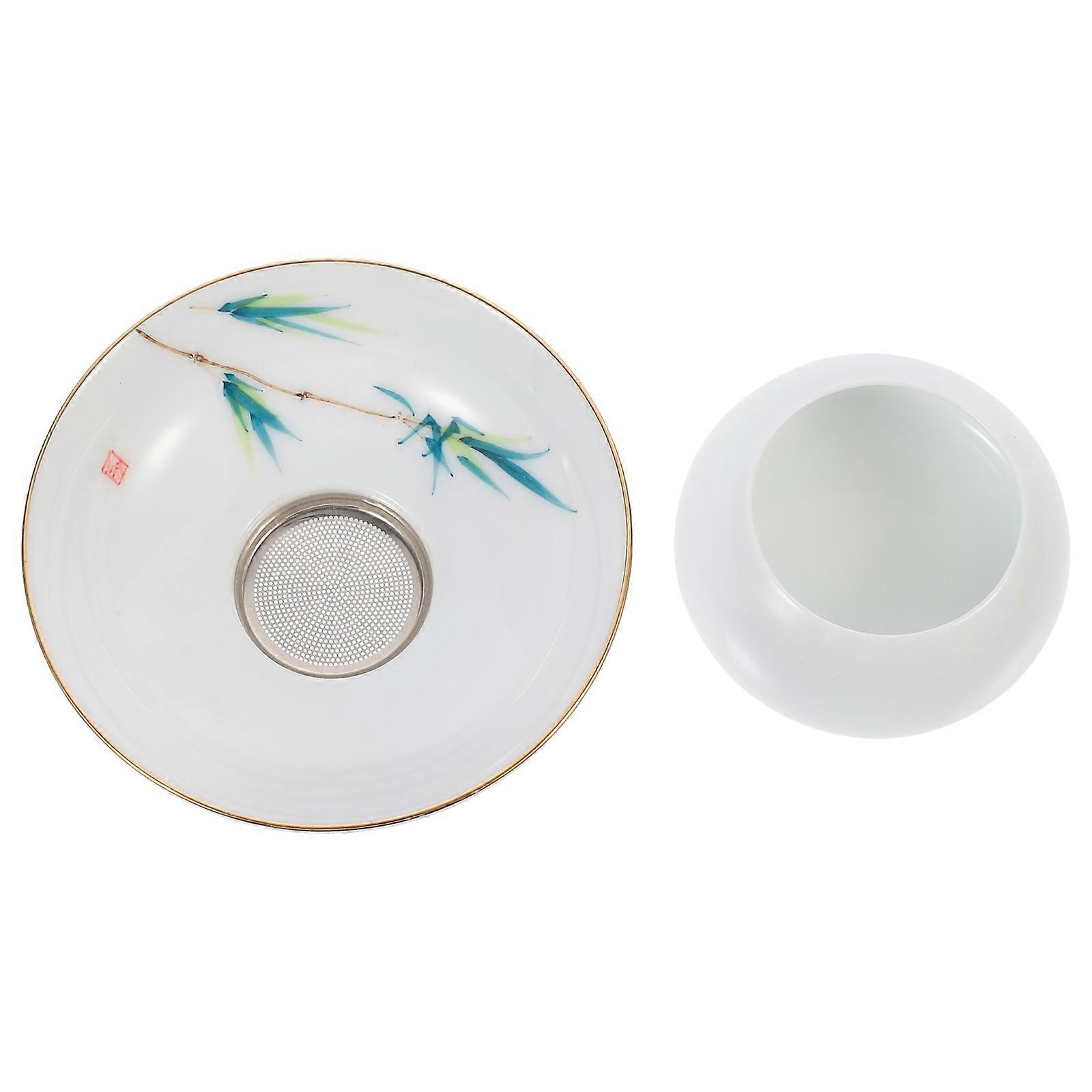 Porcelain Tea Strainer With Base Integrated Ceramic Tea Filter White Simply Style Two