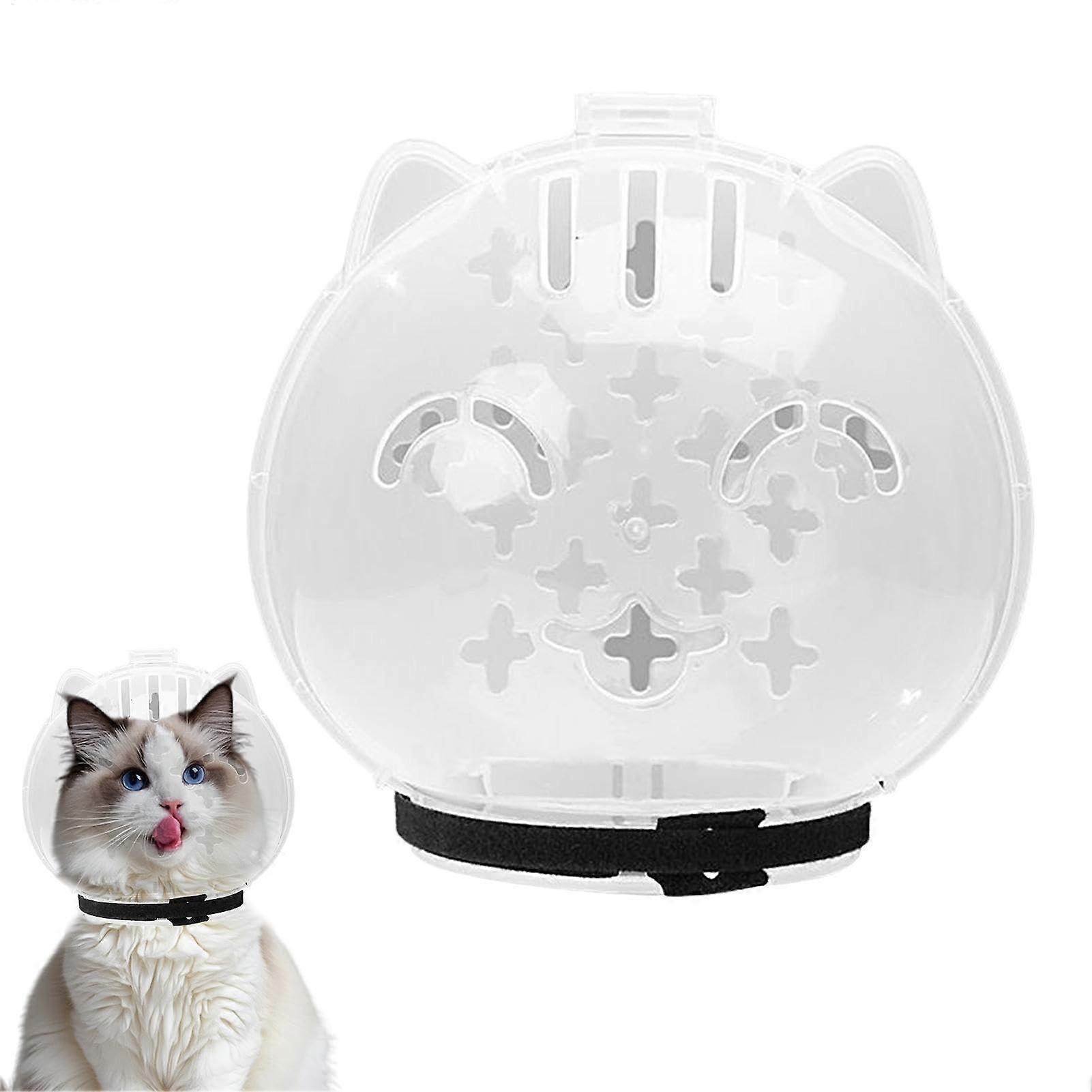 Cat Muzzle - Adjustable Transparent Anti-Bite Muzzle for Grooming | Breathable Kitten Helmet | Comfortable Fit
