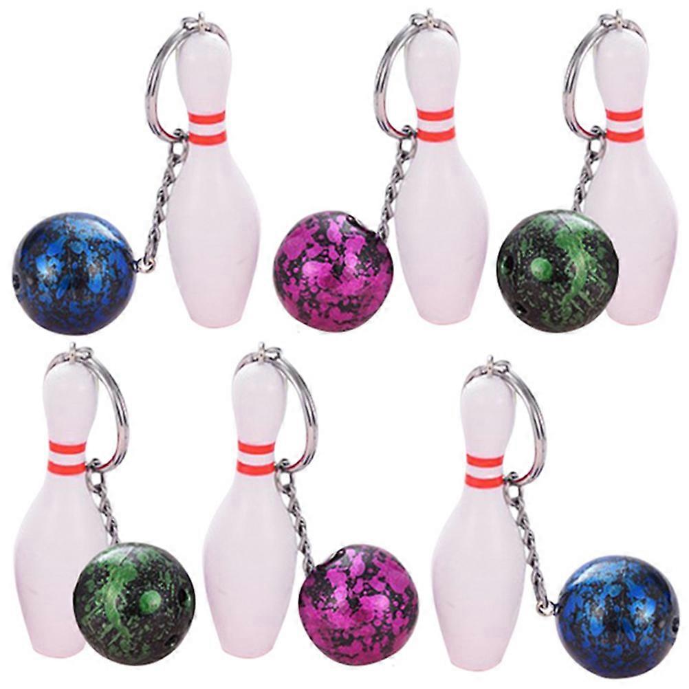 Keychain Pendant Bowling Keyring Charms For Car Key 6Pcs Plastic Bowling Ornament