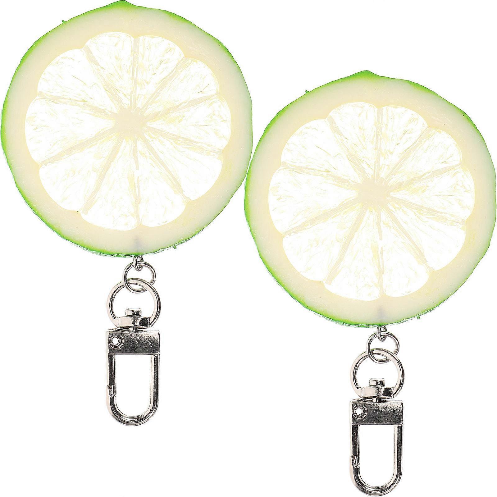 Fruit Design Key Chain Lemon Shaped Metal Plastic Daily Use Friends 2Pcs