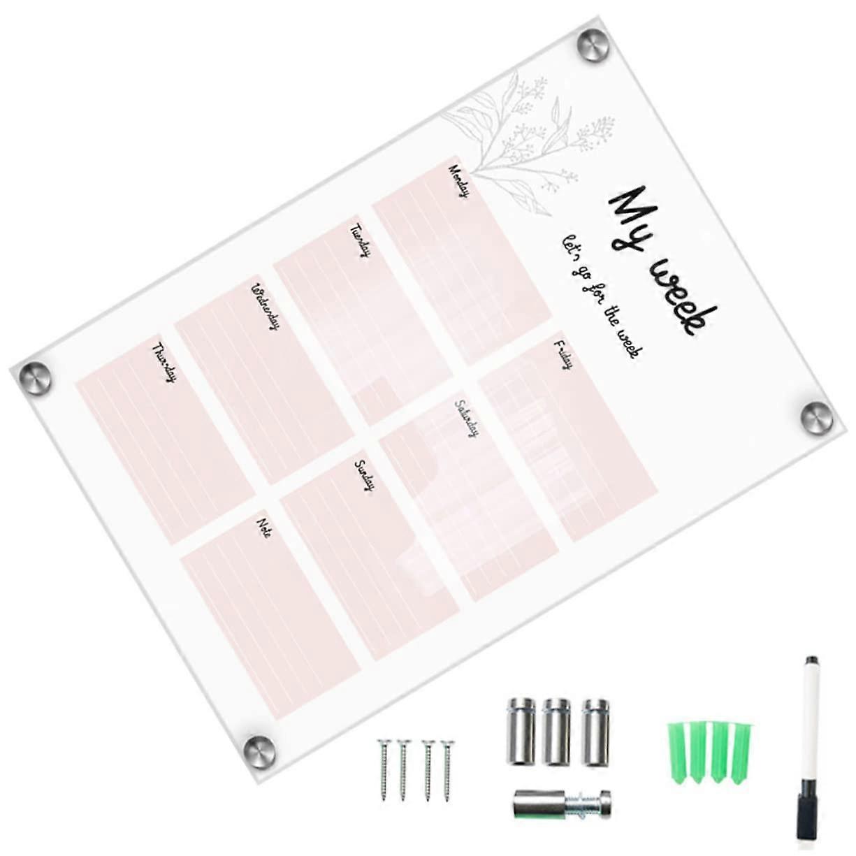 1Satz Transparent Whiteboard Erasable Versatile and Memo Board for Home School and Office Included Wall Mounting Kit and Marker