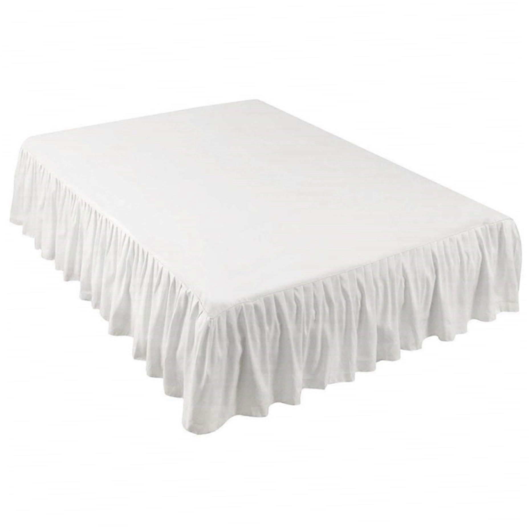 Bed Skirt Twin 39 x 75 Inch 14 Inch Drop Collected Ruffle Arrangement Belt for King C King Size White