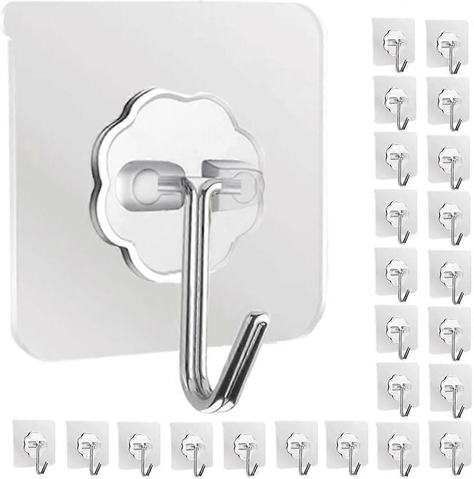 Adhesive Hooks Wall Hooks, 24 Pack, for Hanging Reusable Items