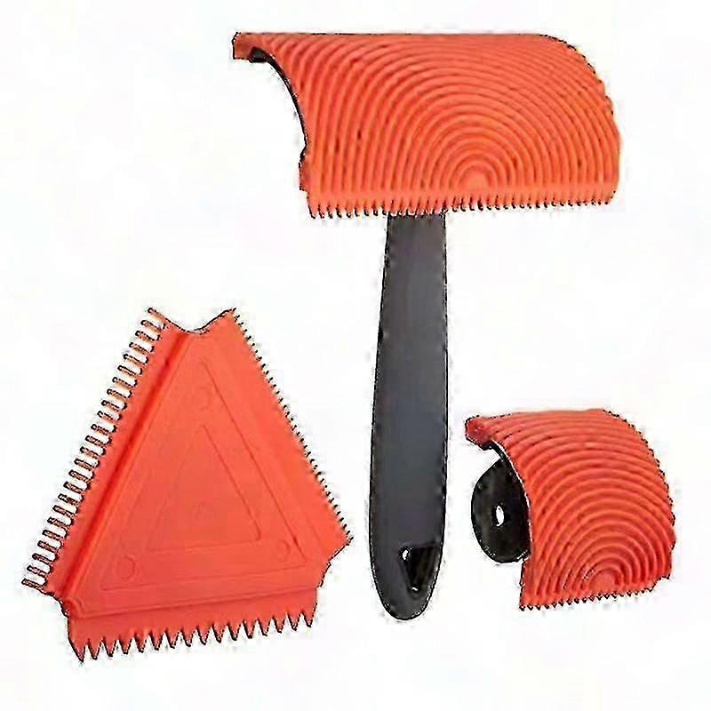3pcs Red Wood Grain Tools for DIY Painting Projects