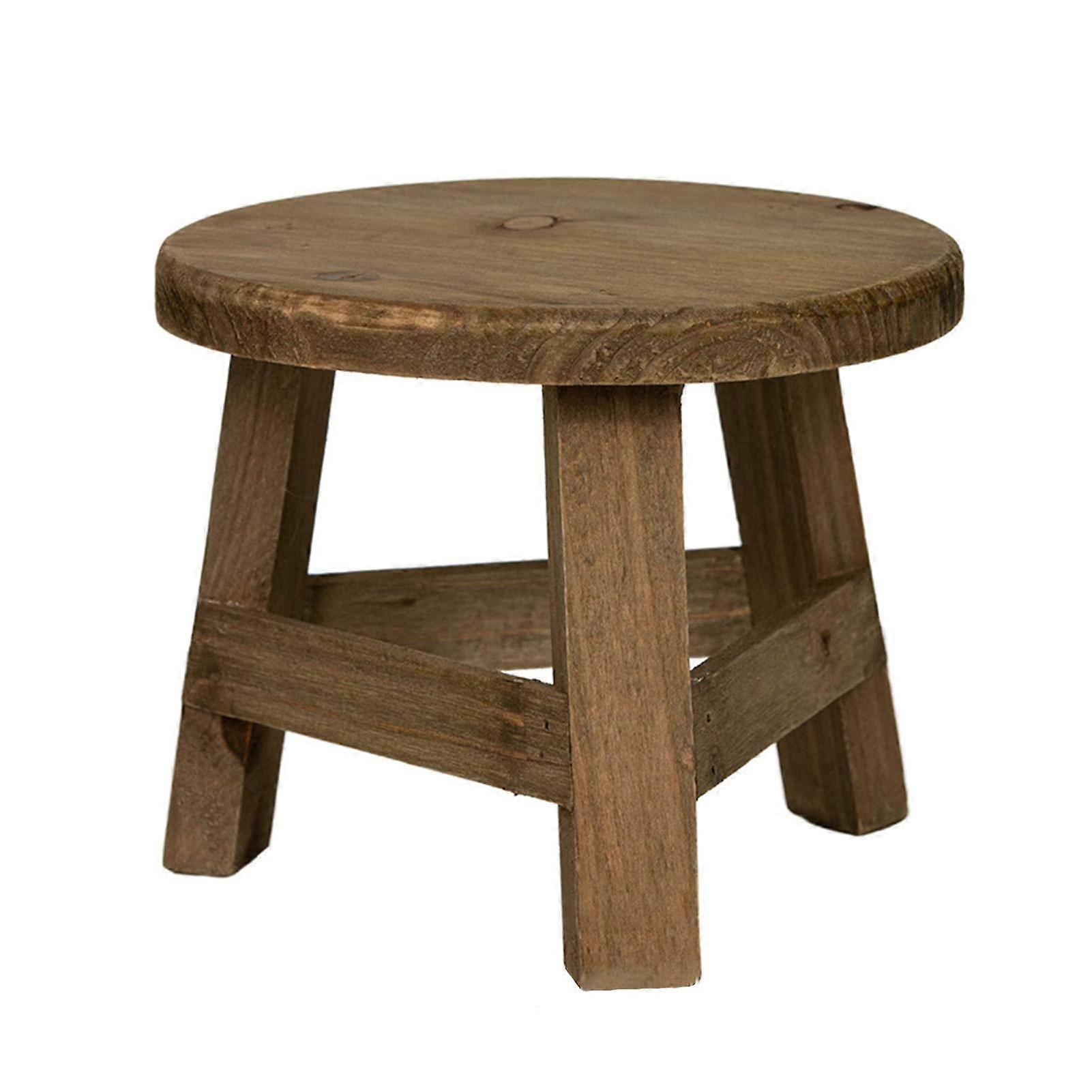 Wooden Flower Pot Stand, Vintage Wooden Plant Stool, Round Bonsai Holder, Display Stand for Home and Garden