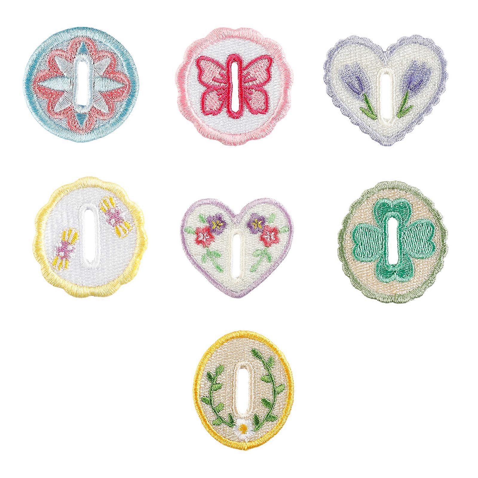 7 Pcs Button Embroidered Patches Iron on Patches Clothing Patches Sewing Patches Heart-Shaped Sew on Patches