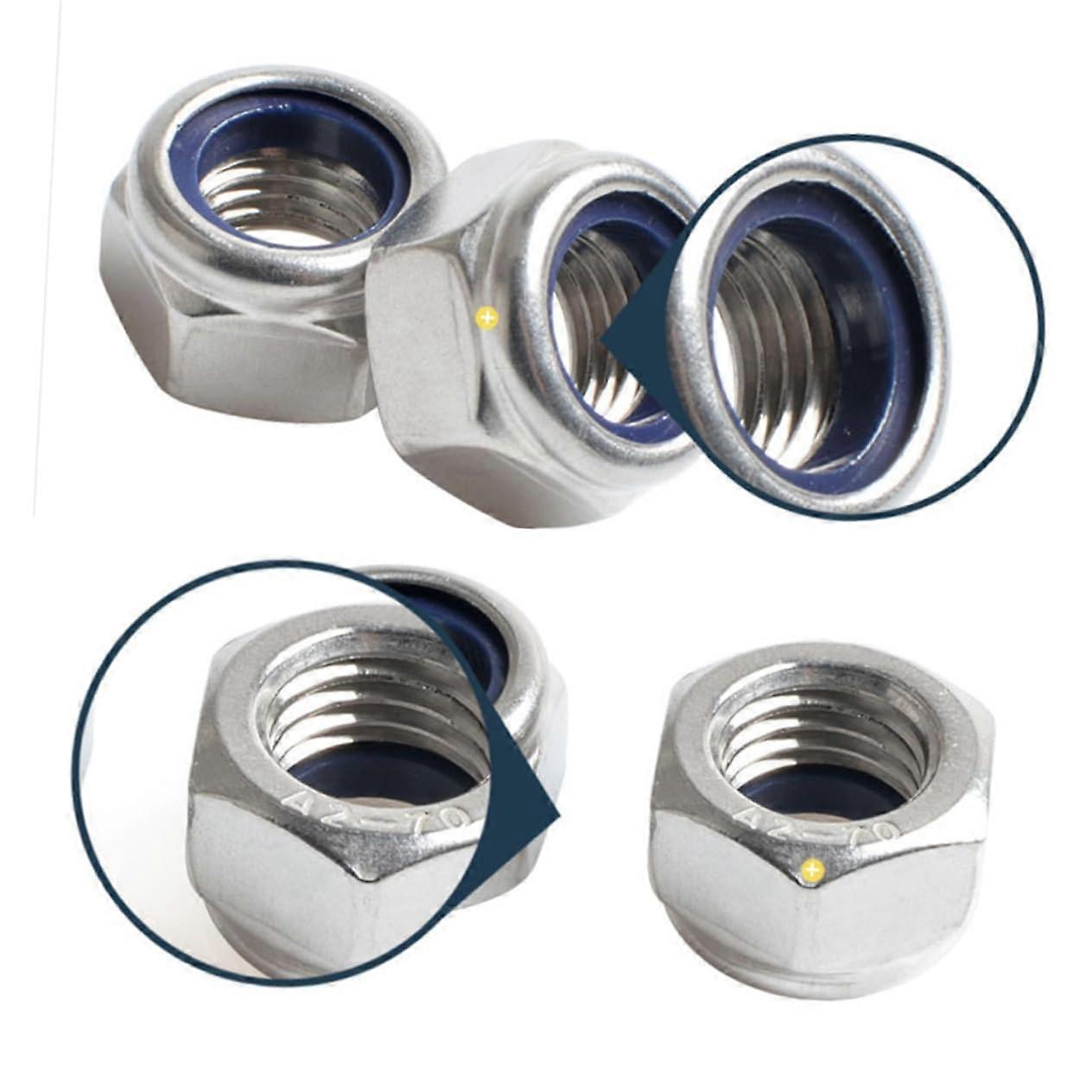 200 pieces Hex Nuts SelfLocking with Nylon Insert  Strength for Indoor and Outdoor Applications  Corrosion Resistance Metric