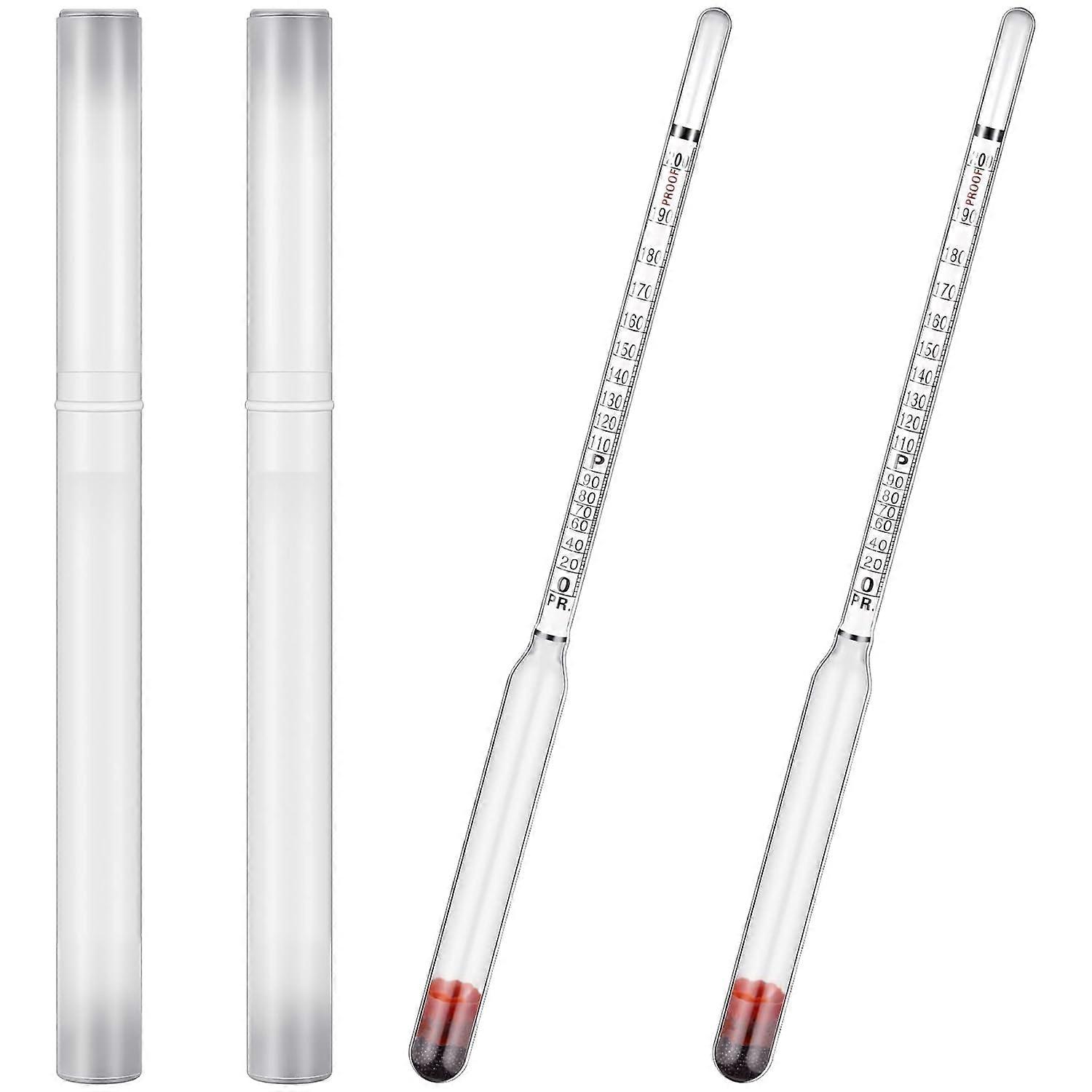 2 Pcs Glass Hydrometer, Alcoholmeter 0-200 Proof and 0-100
