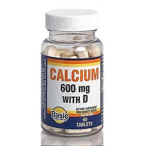 Basic Vitamins Calcium With D ,600 Mg ,60 Tabs (Pack of 1)