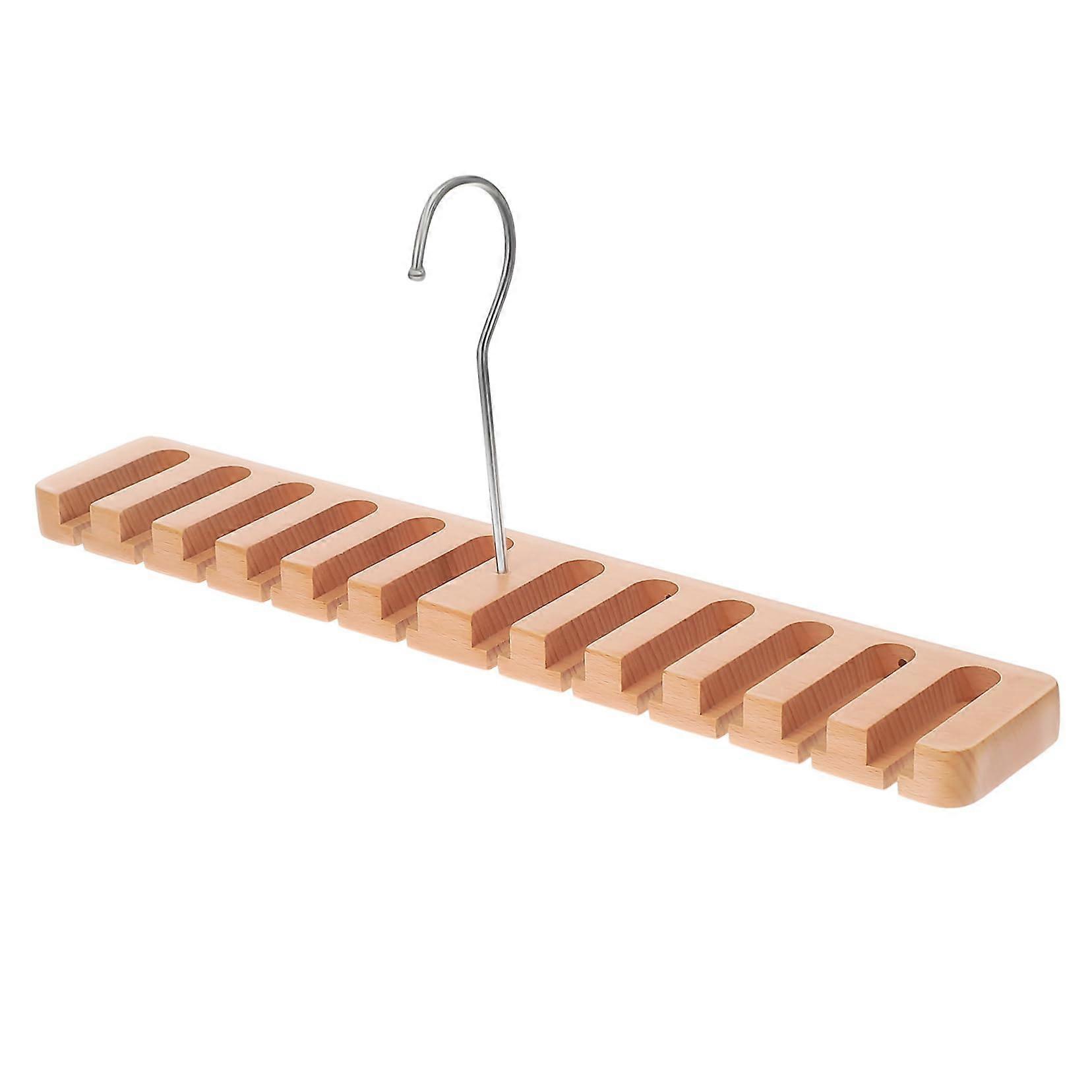 Belt Storage Organiser Wood Beige Belt Holder Accessory Hanger for Men's Cabinets with Multiple Hooks and Durable Design
