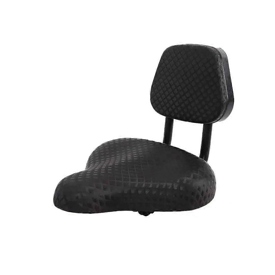 Bicycle Seat with Backrest Universal Leather Cycling Saddle Cushion Black Soft Comfortable Support for Adult Bikes
