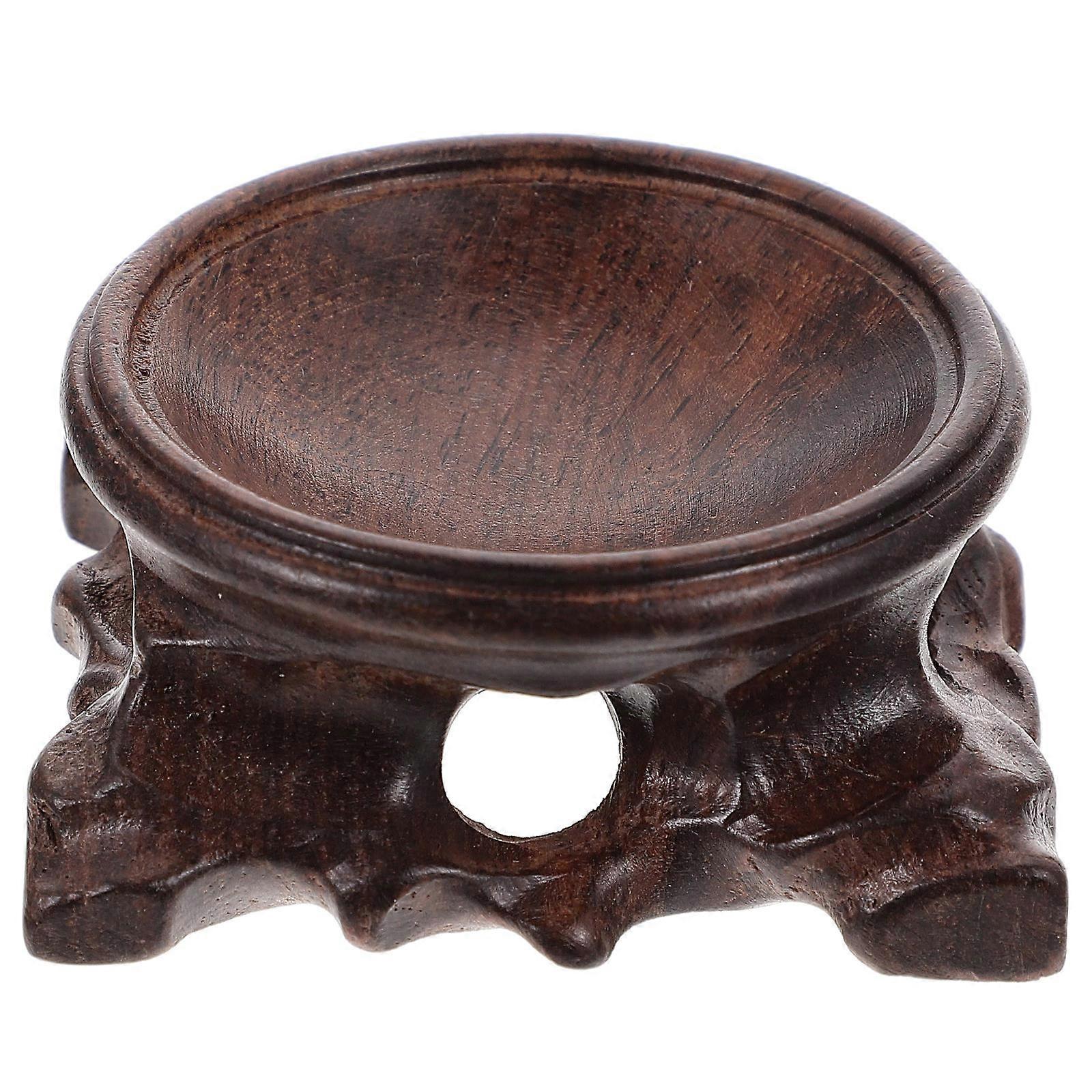 2pcs Decorative Wooden Base Gourd Holder Stand for Crystal Ball Display, Simple Portable Design for Home Parties Festivals, Natural Flavor Room Decor