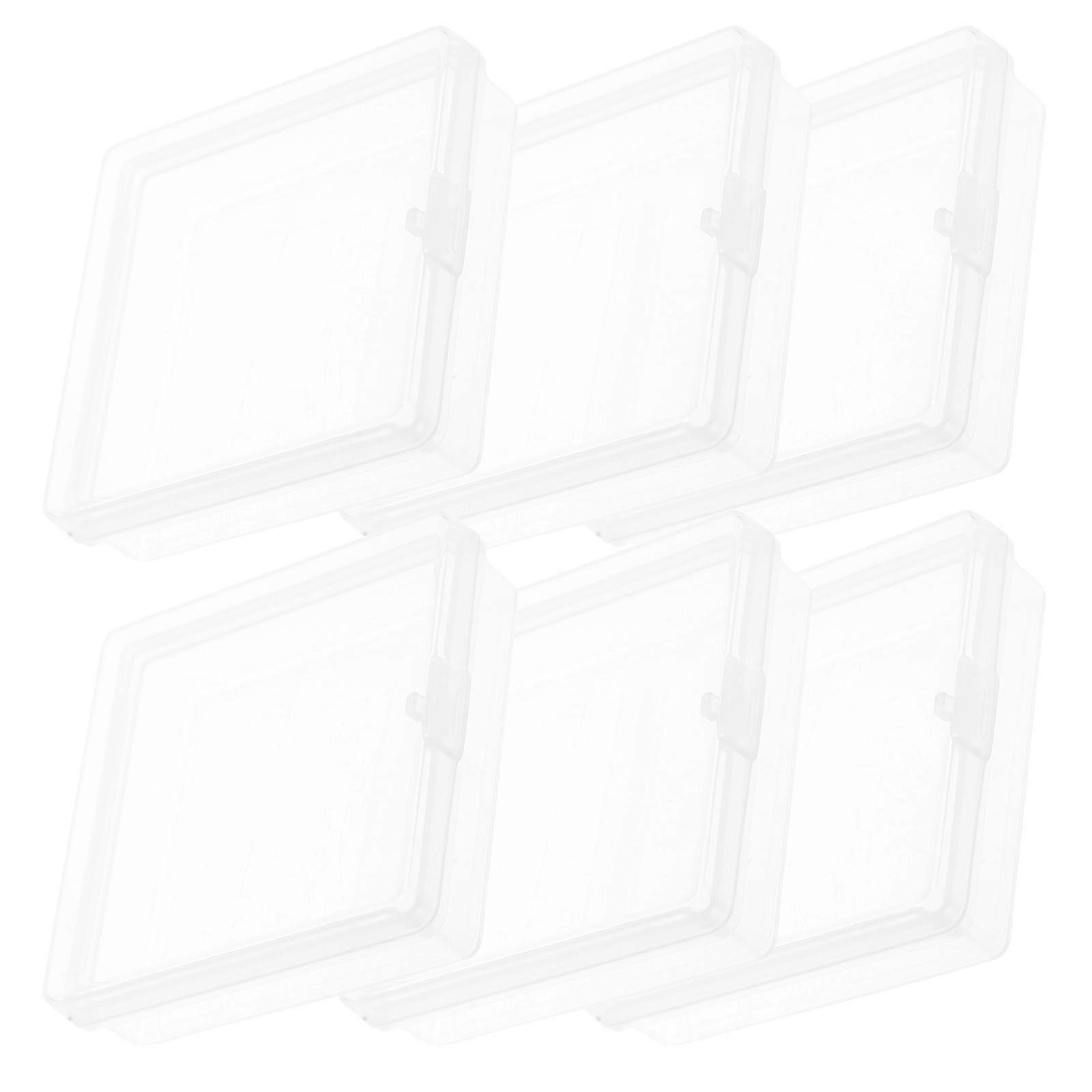 6pcs Clear Plastic Bead Organizer Boxes with Hinged Lid – Compact Storage for Jewelry Making, DIY Crafts, and Small Hardware