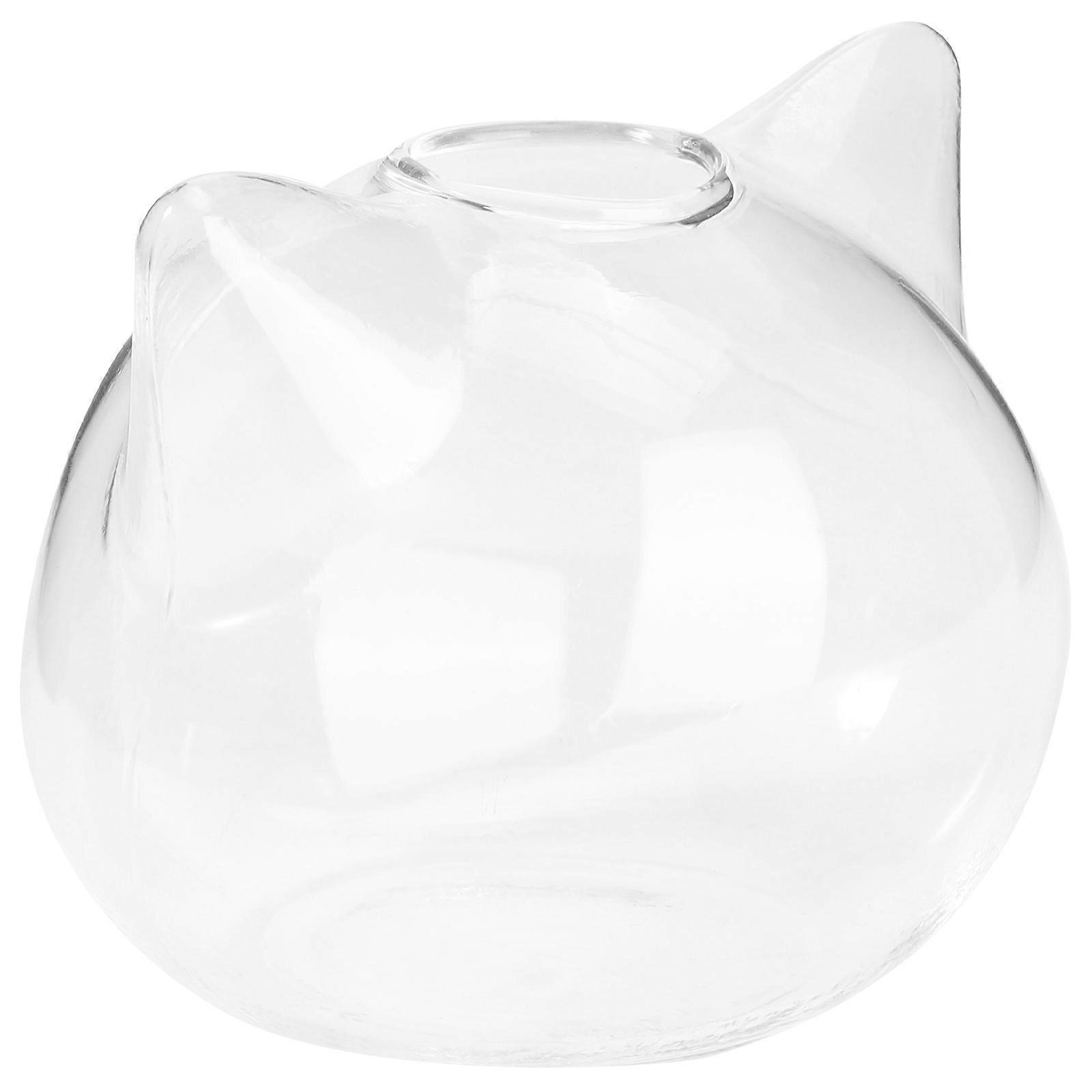 Hydroponic Cat Glass Flower Vase – Transparent Decorative Plant Container in High Boron Glass with Unique Shape Design for Home Decor and Fresh