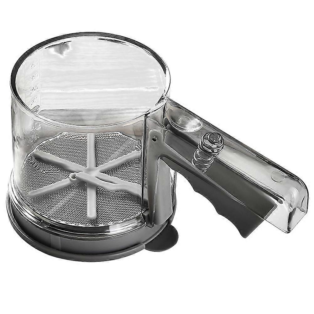 Grey PP Material Handheld Flour Sifter with Fine Mesh for Home Use Baking Tools 1 Cup